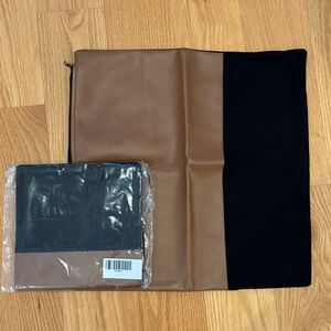 Woven Nook Pillow Covers “Zulu” black and tan faux leather set of 2, 18x18”